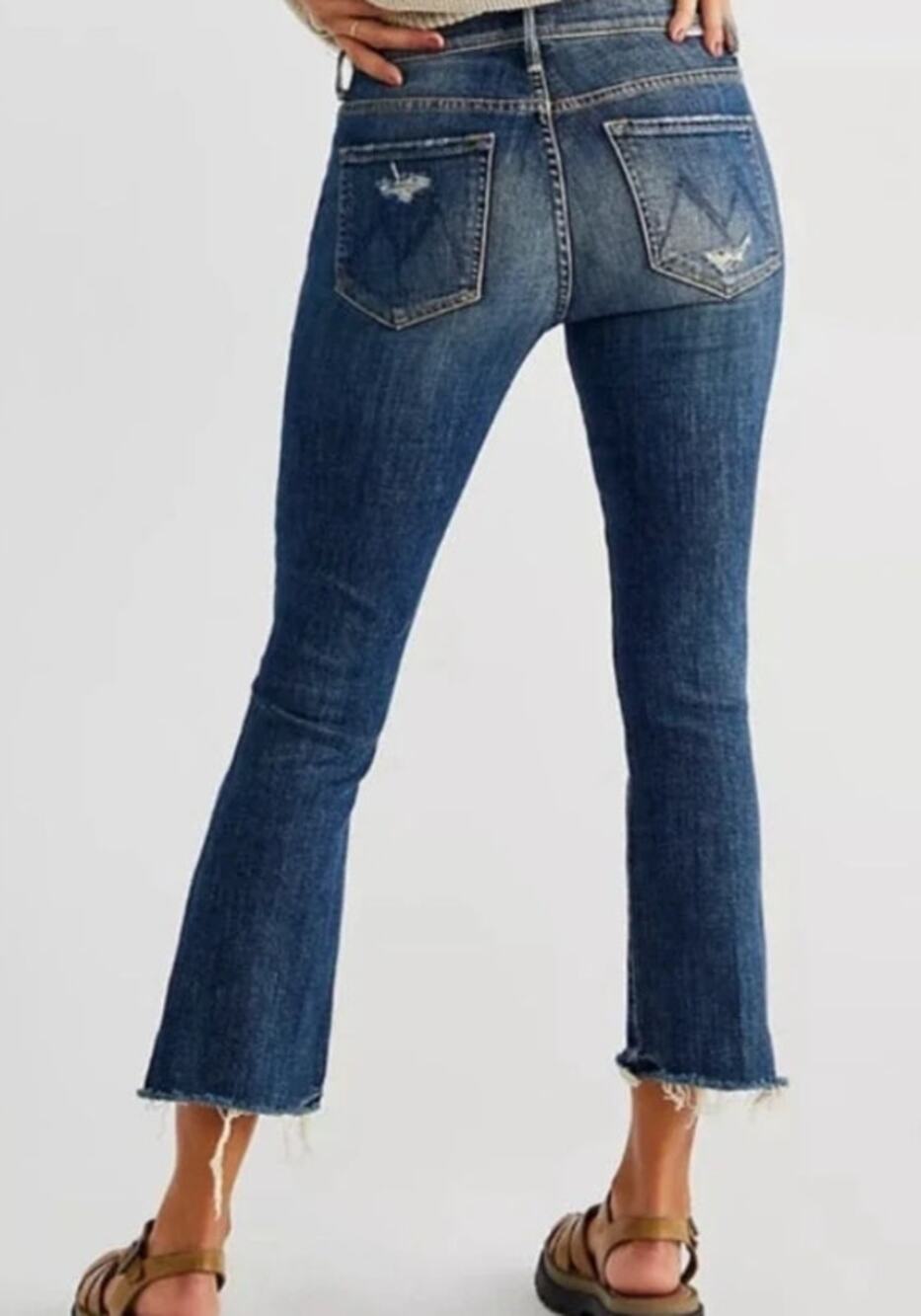 Mother Denim Jeans size 26 The Insider Crop Step Fray raw hem Wicked Wildflower